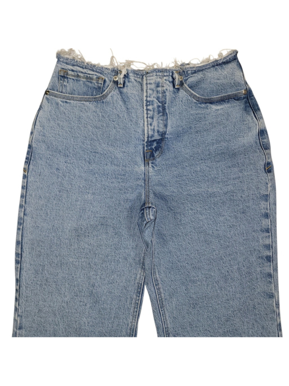 AGOLDE Denim Women's Zip-Fly Blue Jeans With Frayed Raw-edge Waistband Size 27